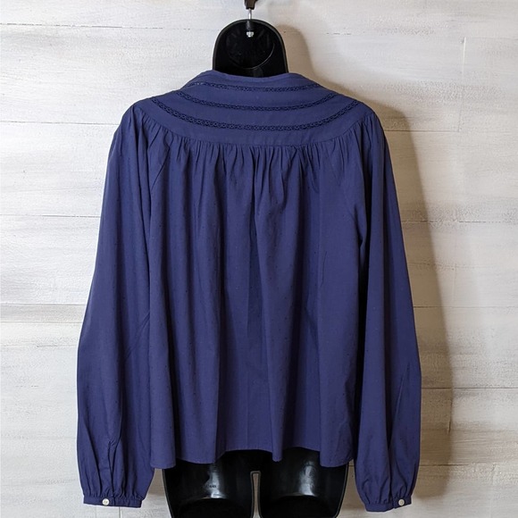 Universal Thread Blue Swiss Dot Flowy Boho Hippie Cropped Top Size S NWT - Picture 2 of 4